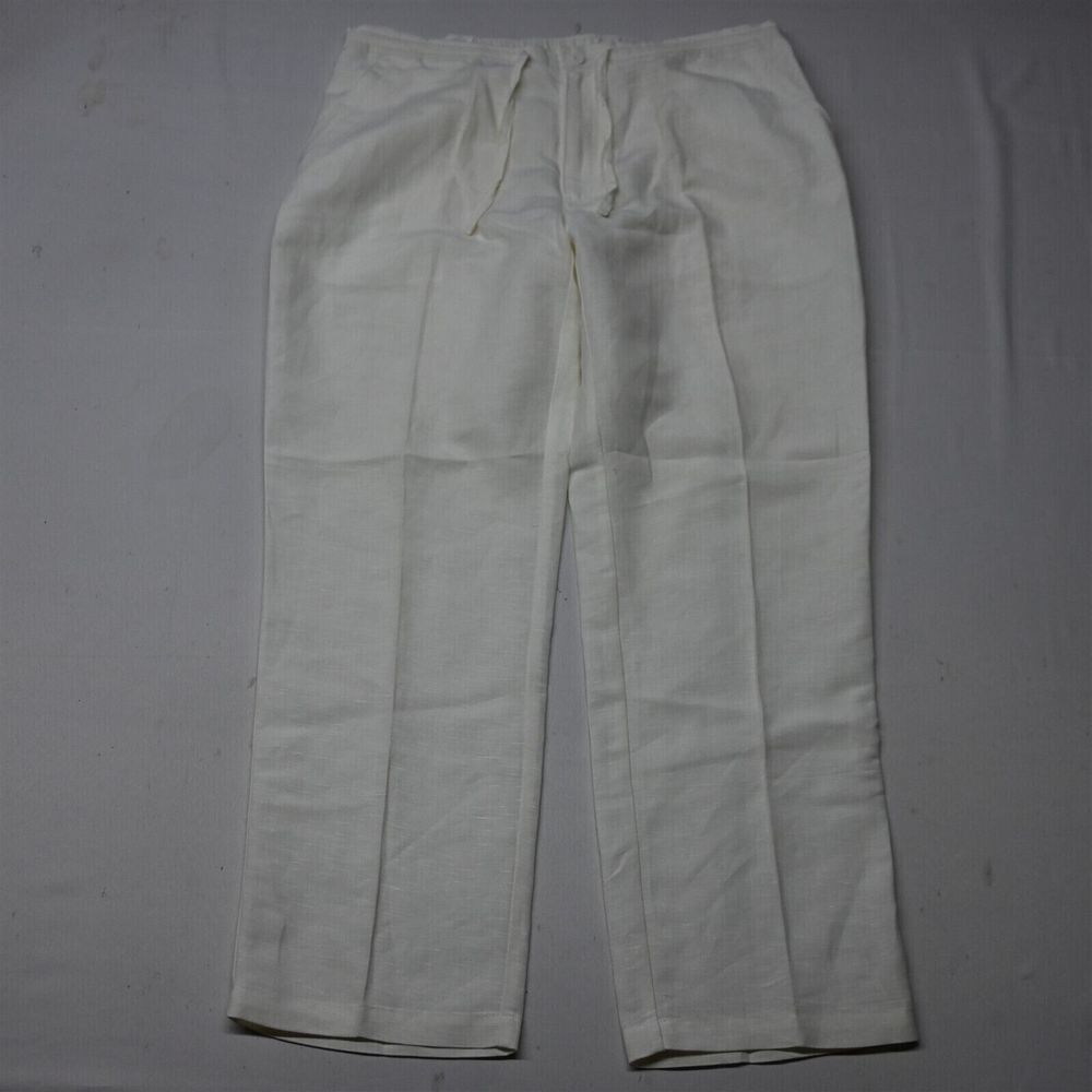 NEW Cubavera XLx32‎ Ivory White Wedding Beach Mens Linen Drawstring Pants